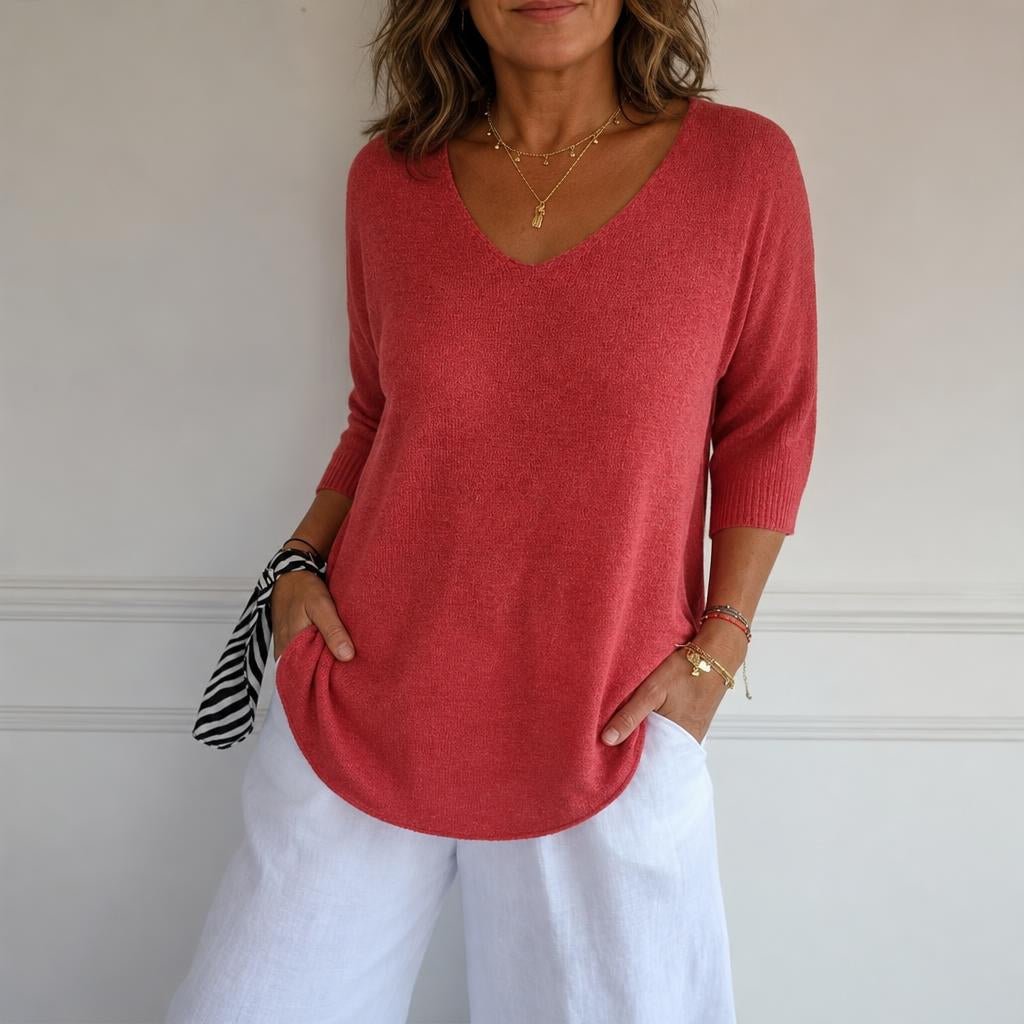 Women's V-Neck Pullover Top – Relaxed Fit Casual Style for Everyday Wear - We are MFEO