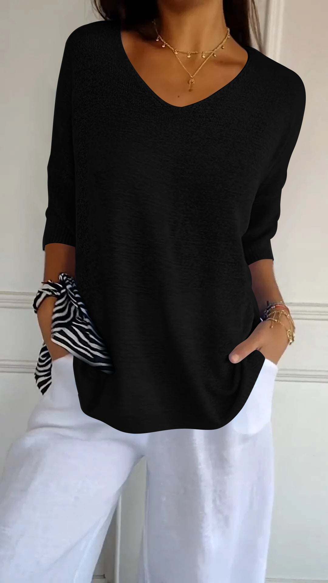 Women's V-Neck Pullover Top – Relaxed Fit Casual Style for Everyday Wear - We are MFEO