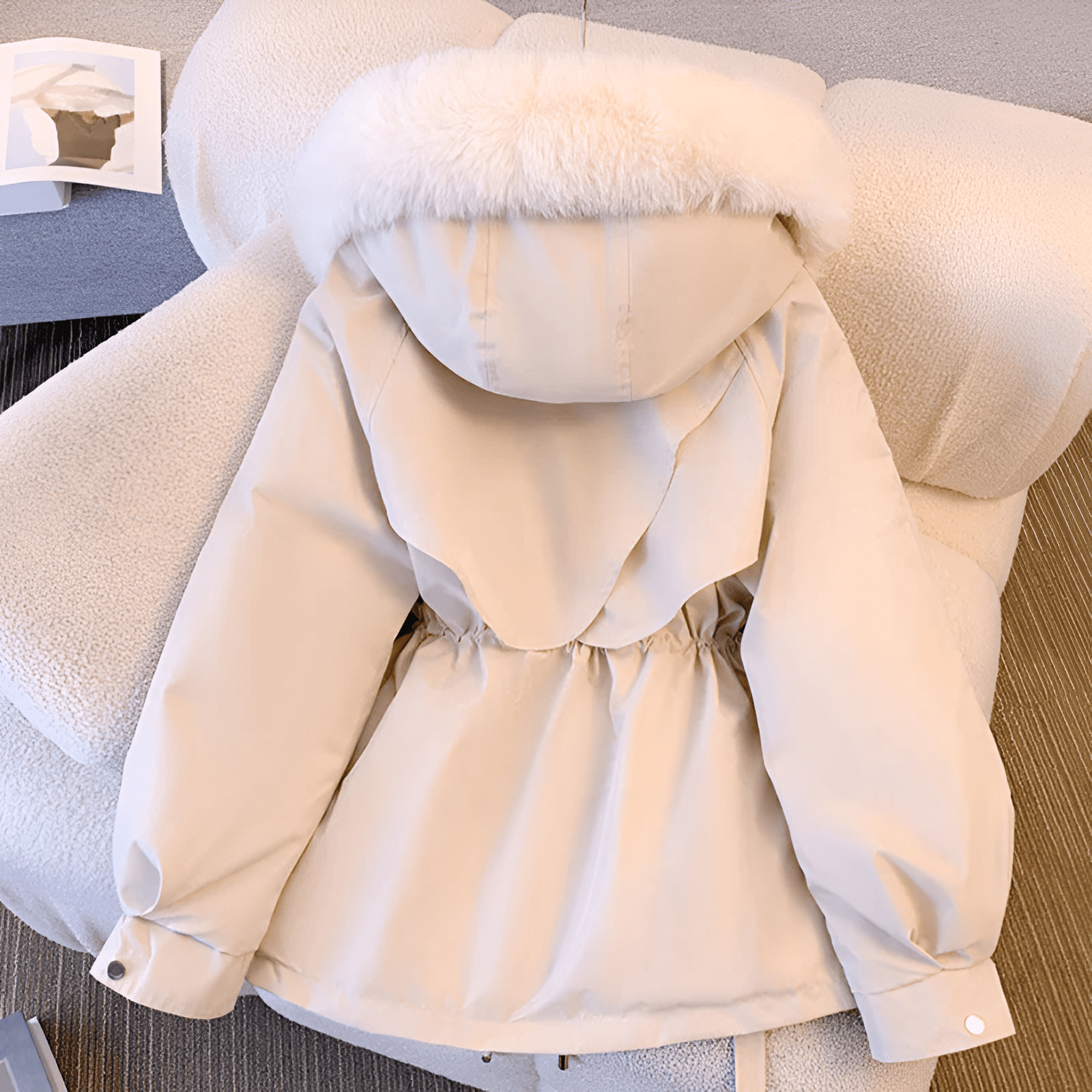 Women's Winter Coat with Faux Fur Collar – Casual Drawstring Waist for Chilly Days - We are MFEO