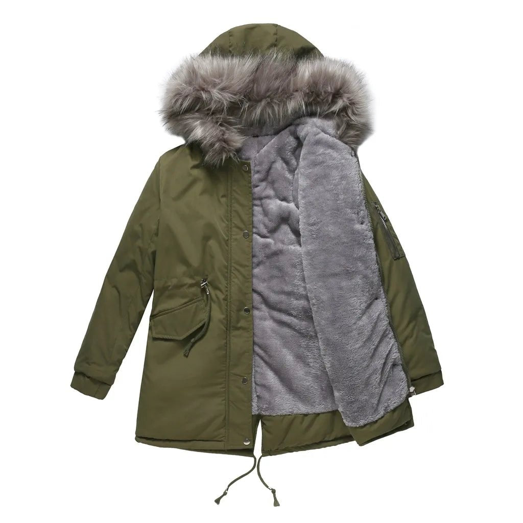 Women's Winter Coat with Fleece Lining – Hooded Jacket with Adjustable Waist - We are MFEO