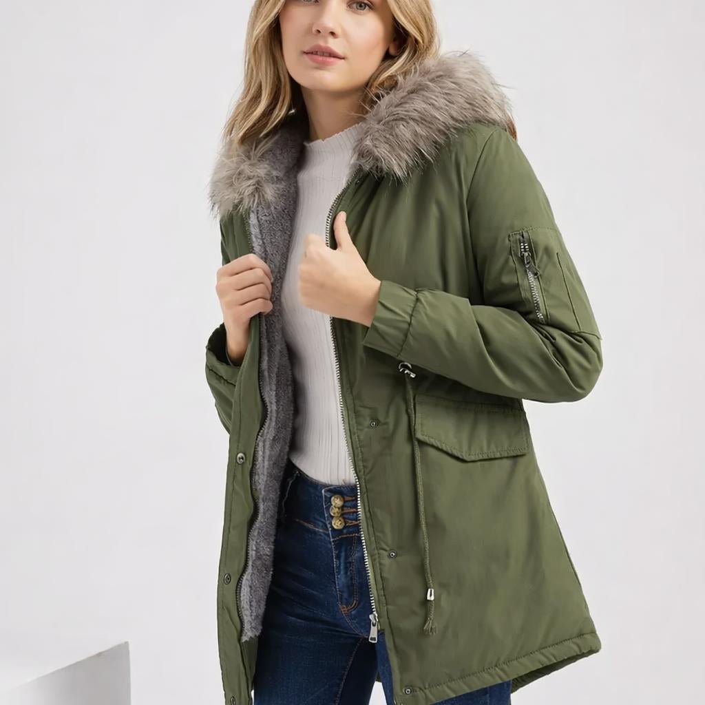 Women's Winter Coat with Fleece Lining – Hooded Jacket with Adjustable Waist - We are MFEO
