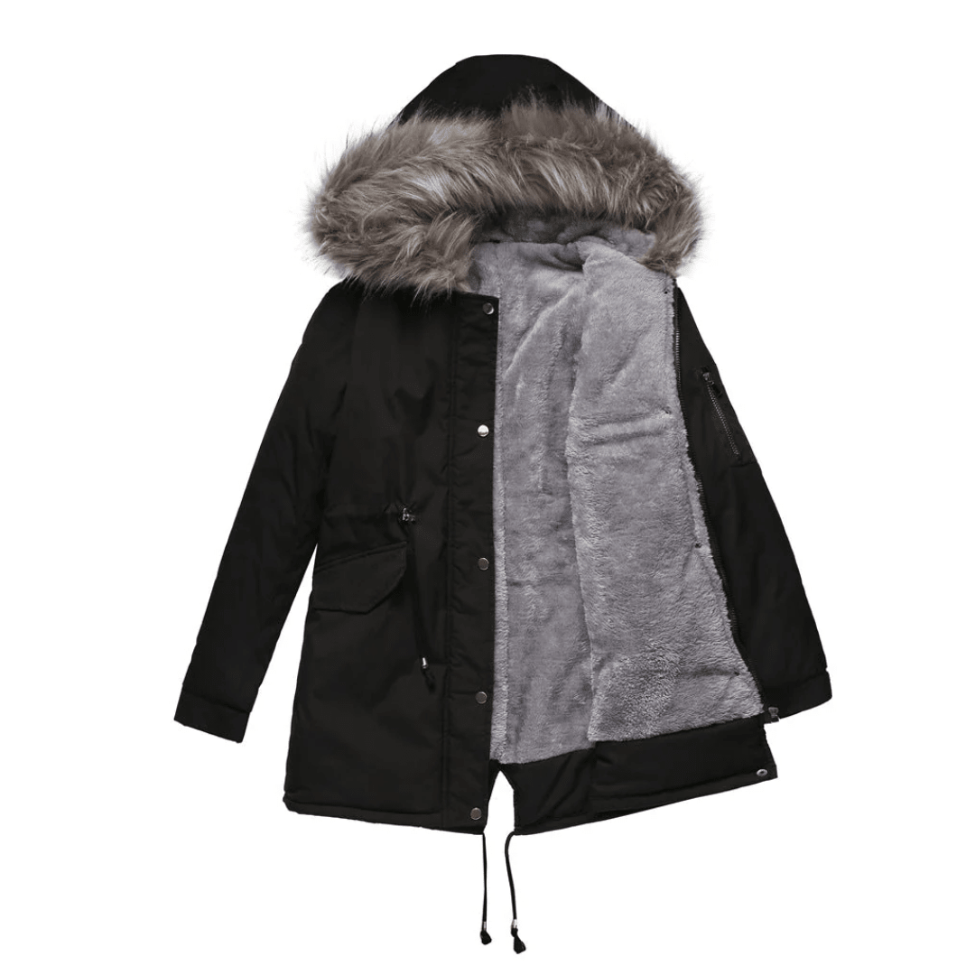Women's Winter Coat with Fleece Lining – Hooded Jacket with Adjustable Waist - We are MFEO
