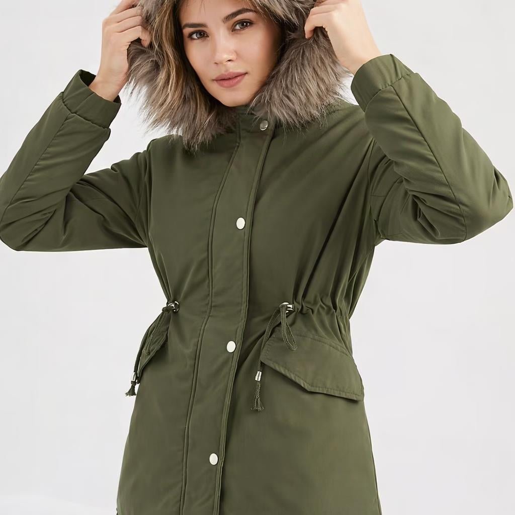 Women's Winter Coat with Fleece Lining – Hooded Jacket with Adjustable Waist - We are MFEO
