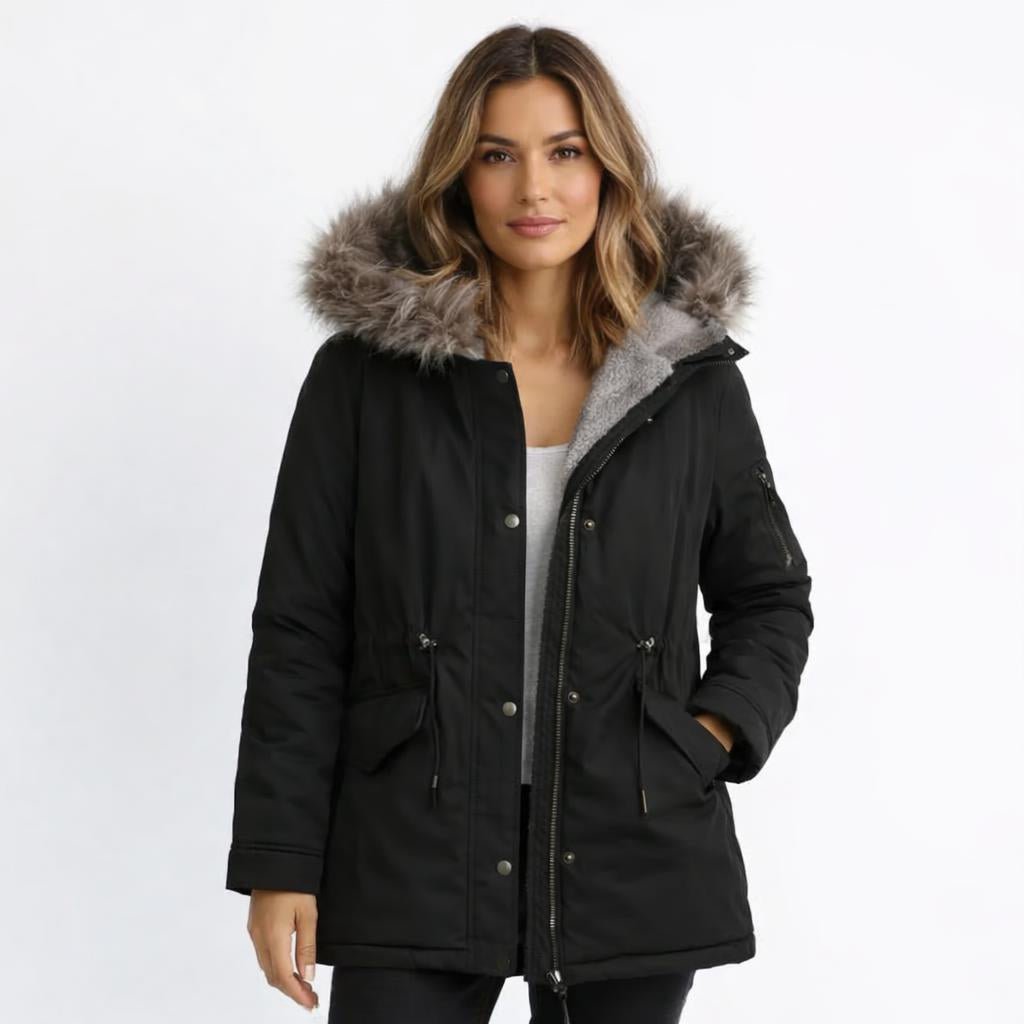 Women's Winter Coat with Fleece Lining – Hooded Jacket with Adjustable Waist - We are MFEO
