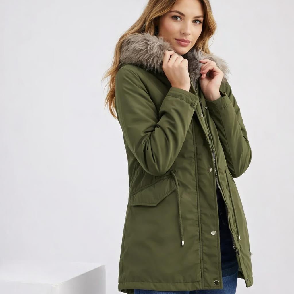 Women's Winter Coat with Fleece Lining – Hooded Jacket with Adjustable Waist - We are MFEO