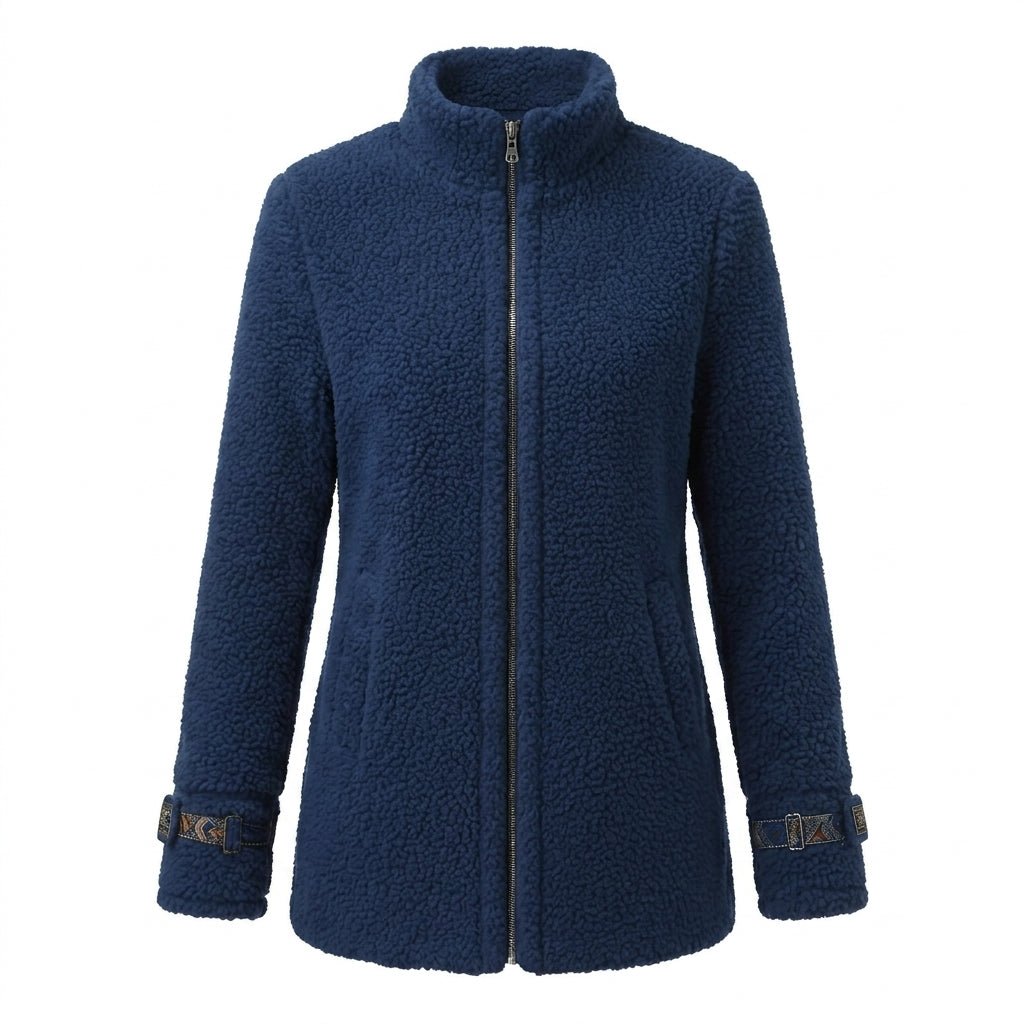 Women's Winter Jacket with Stand Collar – Fluffy Zip Up - We are MFEO