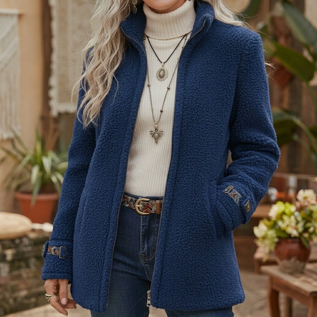 Women's Winter Jacket with Stand Collar – Fluffy Zip Up - We are MFEO