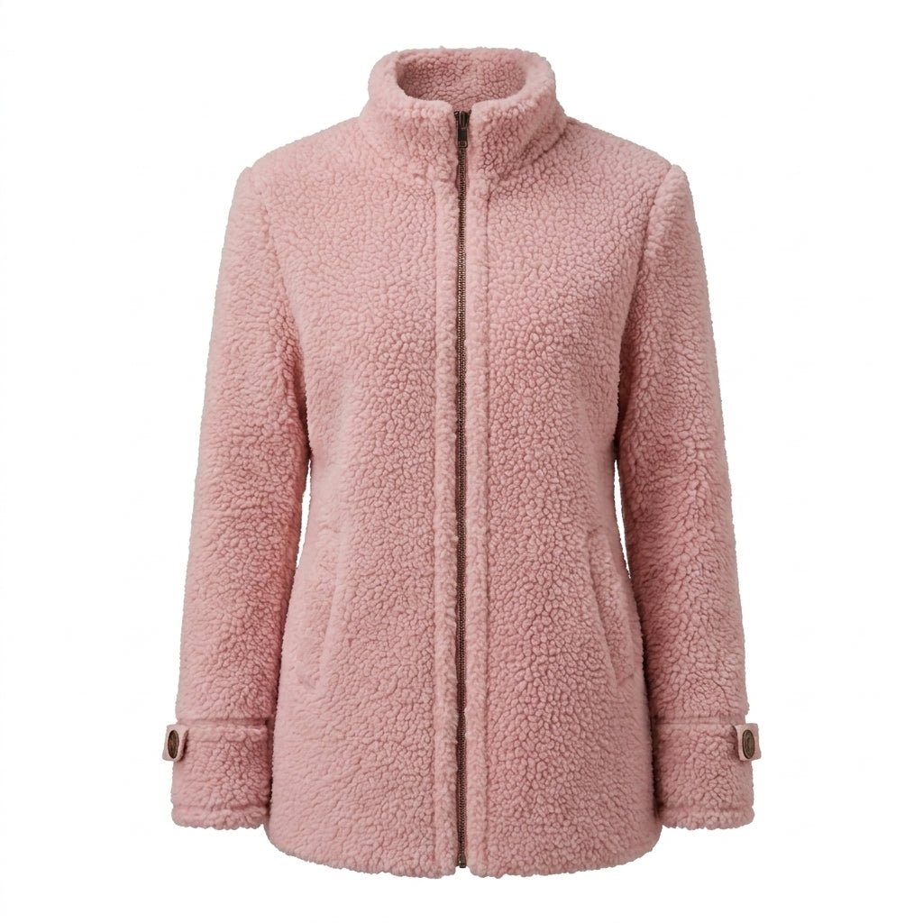 Women's Winter Jacket with Stand Collar – Fluffy Zip Up - We are MFEO