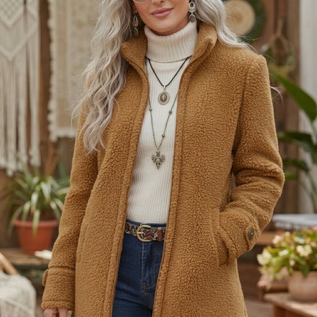 Women's Winter Jacket with Stand Collar – Fluffy Zip Up - We are MFEO