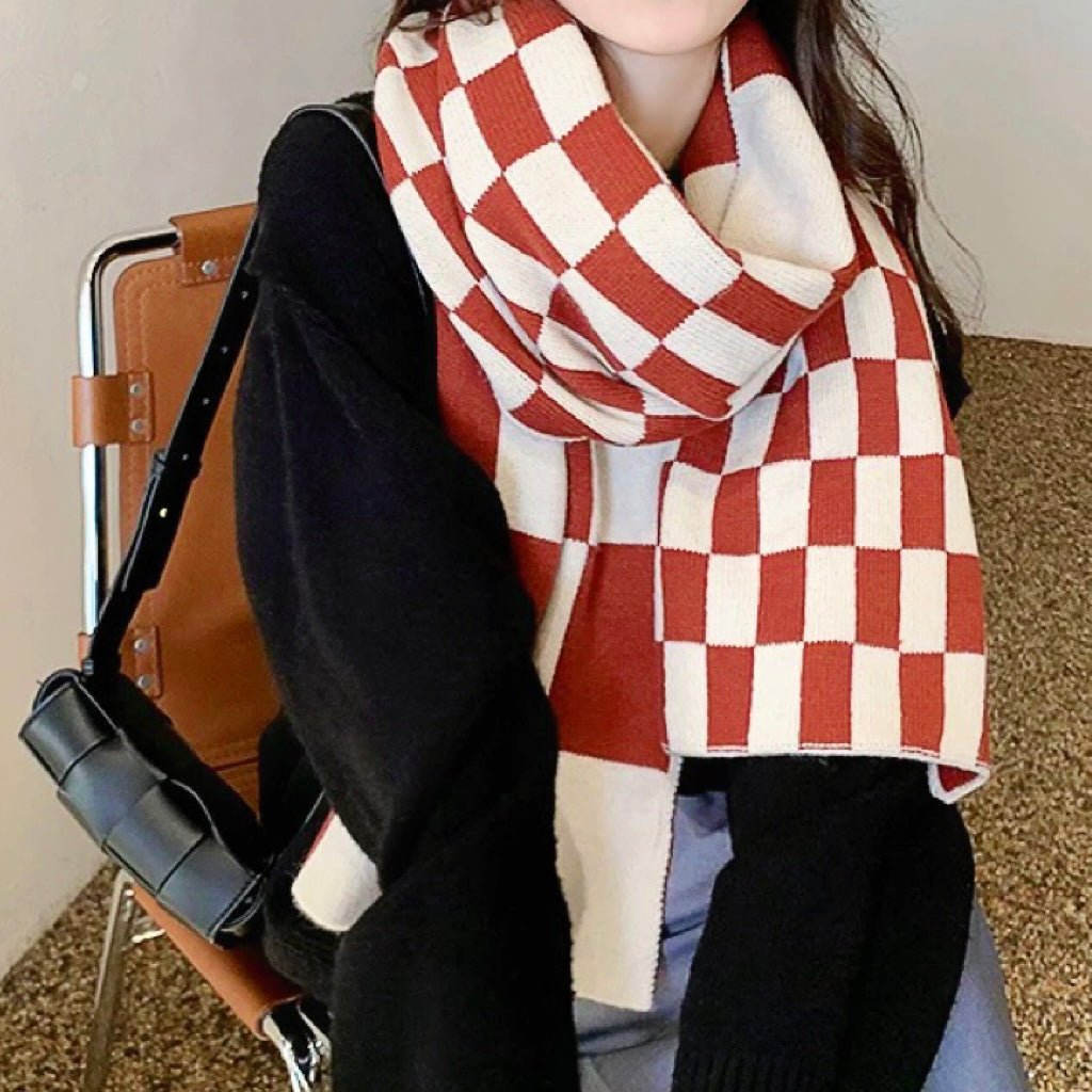 Women's Winter Scarf – Bold Checkerboard Knit - We are MFEO