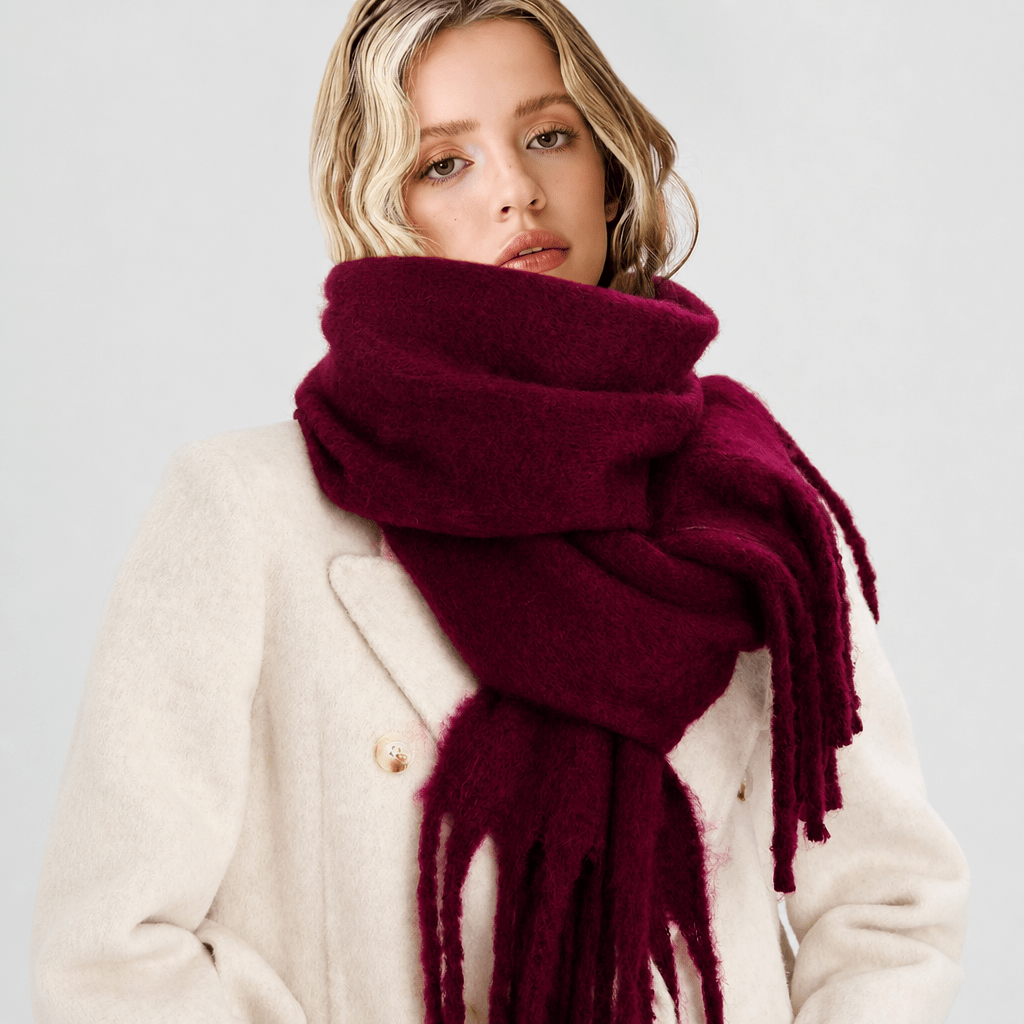 Women's Winter Scarf – Oversized Drape with Tassel Trim - We are MFEO