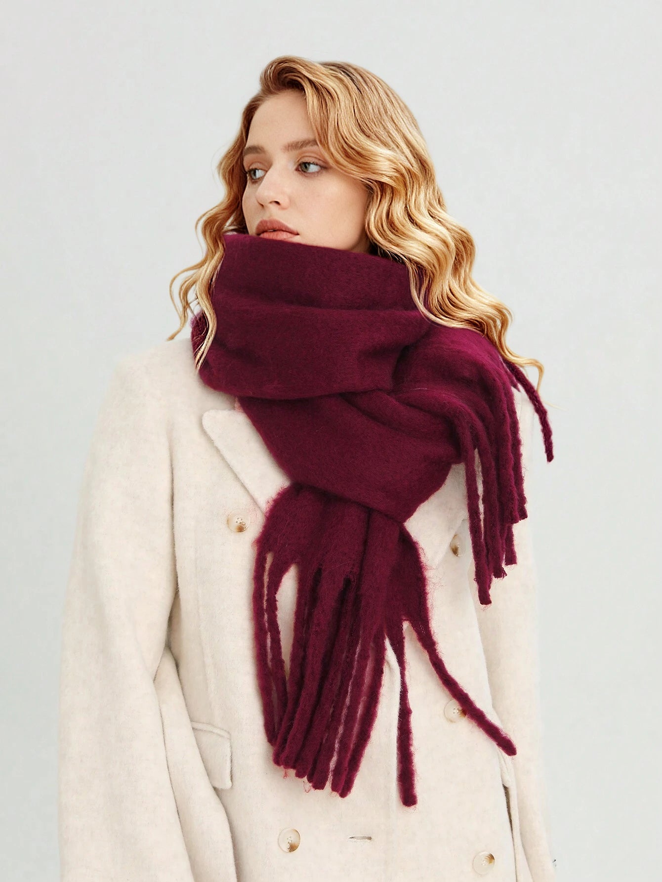 Women's Winter Scarf – Oversized Drape with Tassel Trim - We are MFEO