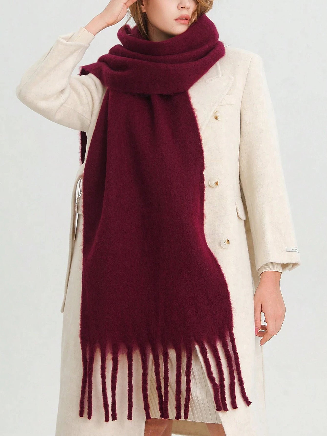 Women's Winter Scarf – Oversized Drape with Tassel Trim - We are MFEO