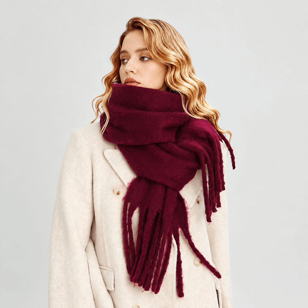Women's Winter Scarf – Oversized Drape with Tassel Trim - We are MFEO