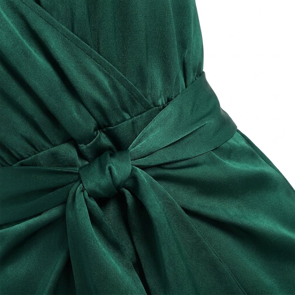 Wrap Midi Dress with Waist Tie – V-Neck Cocktail Dress - We are MFEO