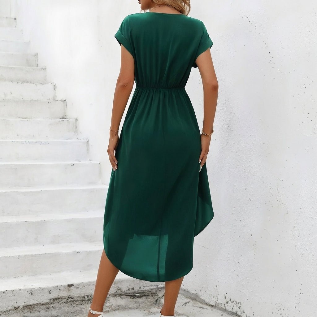 Wrap Midi Dress with Waist Tie – V-Neck Cocktail Dress - We are MFEO